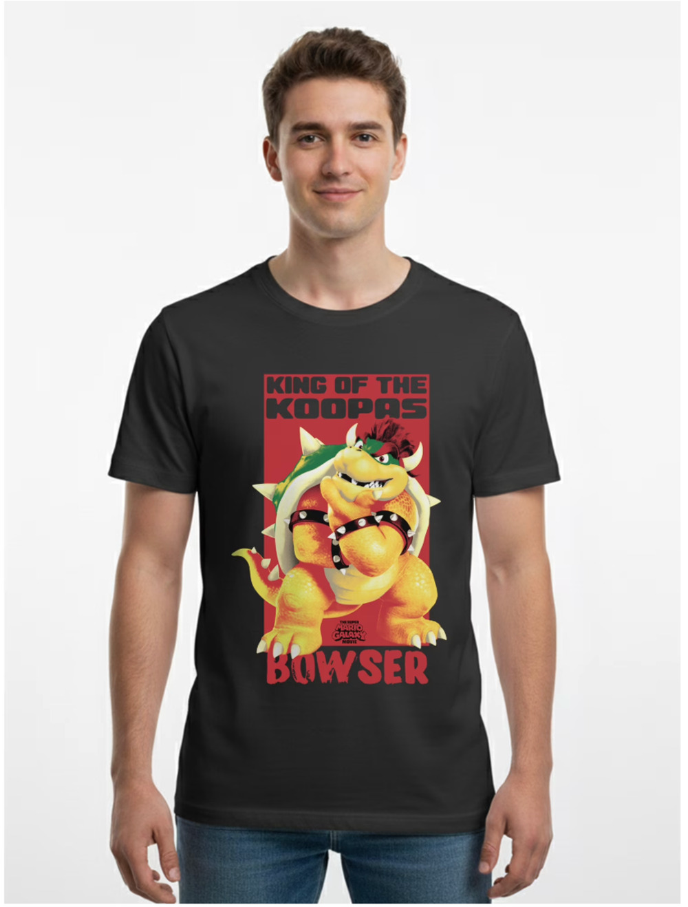 Nintendo Super Mario Bowser Graphic T-Shirt Mens Size Large Black Short Sleeve